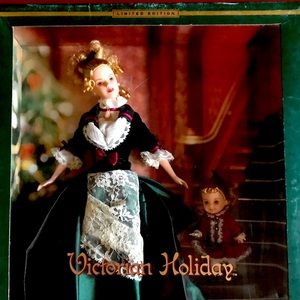 Victorian Holiday Barbie and Kelly dolls
